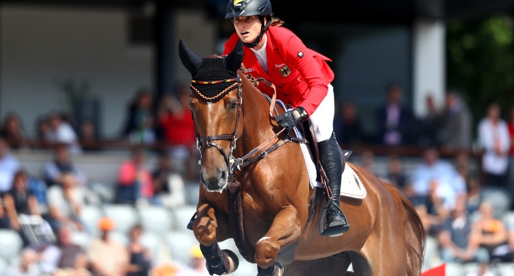 Simone Blum (GER) & DSP Alice (Askari – Landblume/Landrebell) podczas ME 2019 w Rotterdamie, fot. Mouhtaropoulos/Getty Images for FEI
