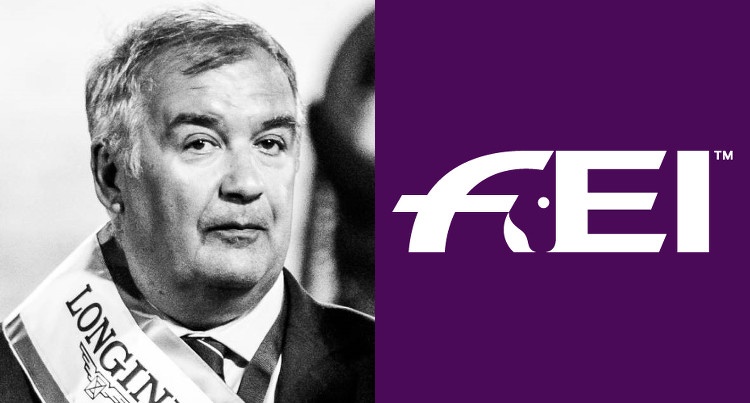  Marco Fusté i logo FEI, fot. Łukasz Kowalski/FEI i FEI