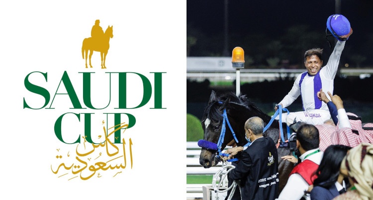 Emblem Road (Quality Road x Bernardini) & Wigberto Ramos, logo Saudi Cup; fot. The Saudi Cup/Facebook